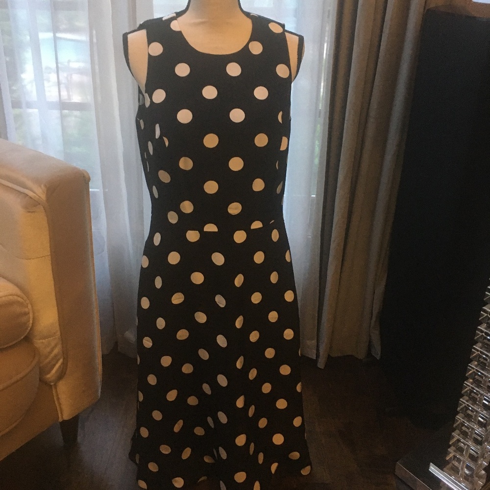 Worth NY, size 10, Black and white polka dot dress